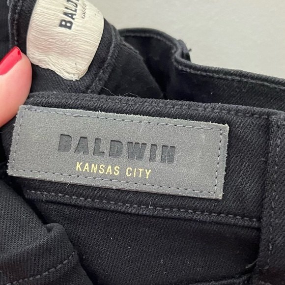 Baldwin Maxwell Crop Flare Jeans Women’s Size 26 Black Raw Hem Mid Rise - Picture 10 of 15